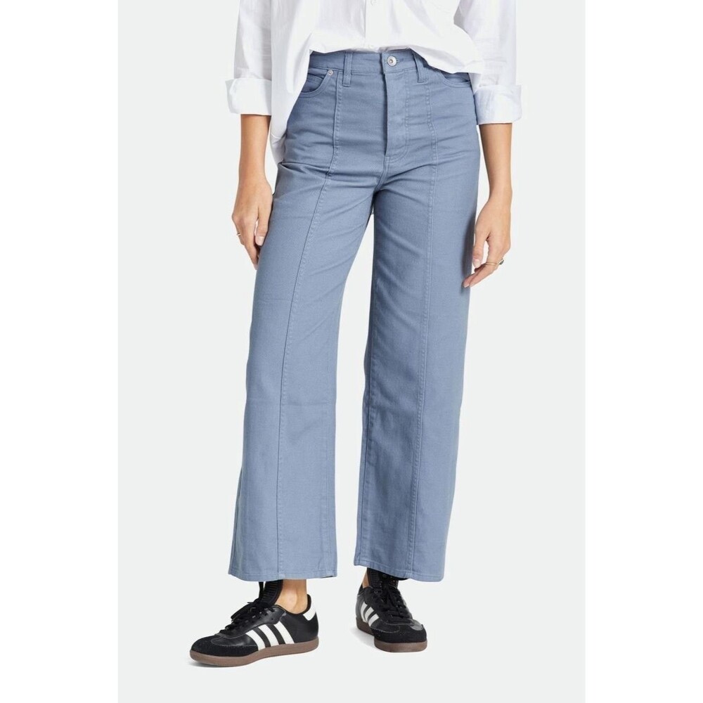 Brixton Providence High Rise Wide Leg Pants Size 30 Flint Blue Cotton Twill